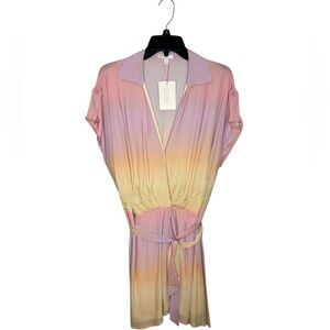 NWT Gianni Bini Pastel Multicolor Ombré Mini Wrap Dress Size Medium